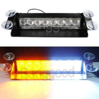 LED Amber/White Car Dash Strobe Emergency Deck Warn Light 3 Flashing 
