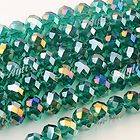   Green Faceted Crystal Glass Rondelle Abacus Loose Beads 16.5L Strand