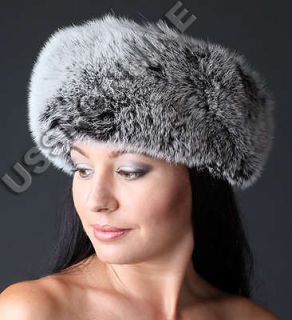   Arctic Fox Fur Boyarka Ladies Women Roller Hat 56 58 Silver / Grey