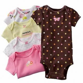 NWT Carters Baby Girl Clothes 5 Bodysuits Brown Pink Green 3 6 9 12 18 
