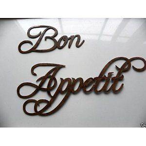 Bon Appetit Words Antique Copper Metal Wall Art