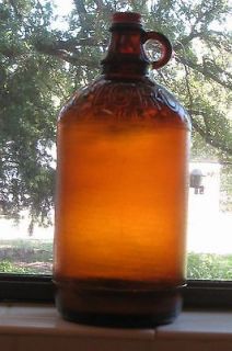 Vintage Amber Half Gallon Embossed Clorox Bottle Glass Jug w/ Metal 