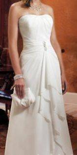 Destination Chiffon White Wedding Dress / Gown Sz 16 Strapless w 