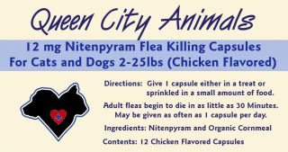 12 Queen City Animals Nitenpyram Flea Killing Capsules For Cats and 