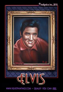 Charming Elvis On Black Velvet, Mexican Velvet Painting