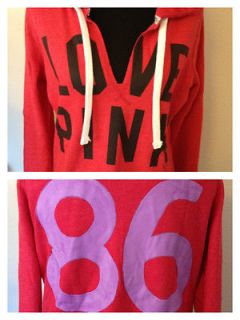 NEW Victorias Secret ♥ VS LOVE PINK ♥ Soft RED Pullover Hoodie Sz 