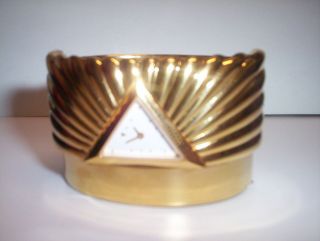 FRANKLIN MINT GOLD PLATED LADIES EGYPTIAN PYRAMID TRIANGLE CUFF WATCH