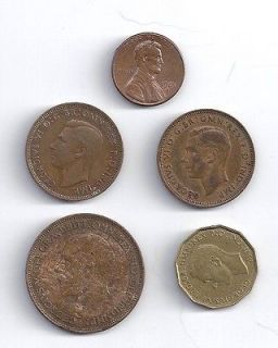 King George Georgivs V VI Four(4) Coins Penny Half Penny Three Pence