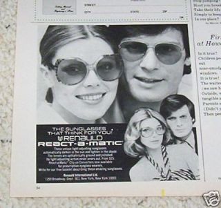 1976 advert   Renauld Sunglasses eyewear Cute Girl Guy photo Vintage 