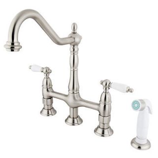 New Center Bridge Brushed Nickel Kitchen Faucet Faucets w/ Side 