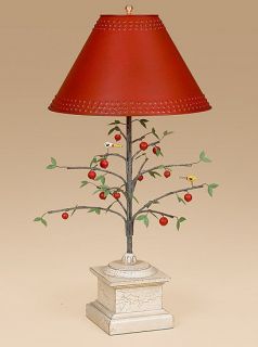 Cherry Tree Lamp   Light   Folk Art   Painted   Table Lamp   Primitive 
