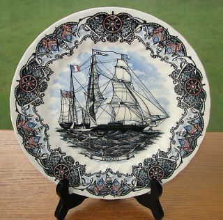   Pottery of England 10 Tall Ships Theoxena Currier & Ives Plate   VG