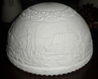 Vintage FENTON Molded CURRIER & IVES Dome Shaped Lamp Shade