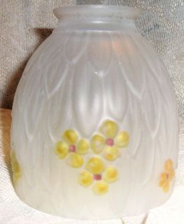 Antique Satin Glass Petal Pattern Lamp Shade Delicate Yellow 2 1/4 