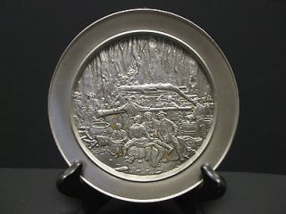 CURRIER & IVES HIGH RELEIF PEWTER PLATE MAPLE SUGARING FRANKLIN MINT 