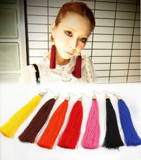 Bohemian Multi Colors Tassels Long Fringe Silk Yarn Cotton Dangle 