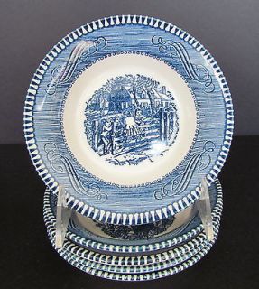 ROYAL CHINA CURRIER & IVES BLUE & WHITE 5.5 FRUIT BOWLS OLD FARM 