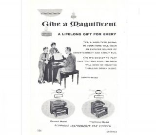 RARE 1955 Wurlitzer Organ Ad