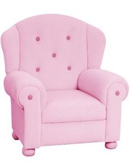 LumiSource Modern Kids Arm Chair Pink w/Plush Seat w/Wooden Legs CHR 