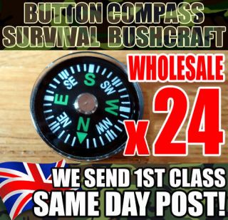 24 Button Mini COMPASS Pocket Survival WHOLESALE JOBLOT