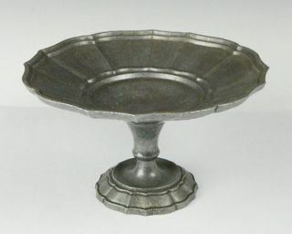 ANTIQUE SPAIN PEWTER ART DECO FRUIT COMPOTE TIDBIT FOOTED TRAY 