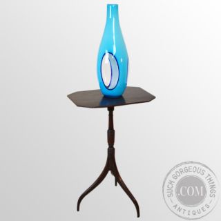  Antique English Georgian Tripod Table Wine Lamp Side Small Octagonal 