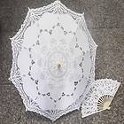   Belgian Victorian White Lace Parasol Hand Fan for Wedding Party