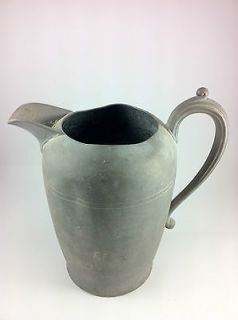 Pewter or Tin? Water Milk Pitcher Antique 8 inches tall 3.75 Inch 