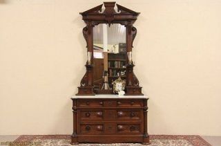 Victorian 8 Dresser or Chest, Marble Top, Secret Drawer