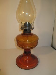 ANTIQUE EAGLE KEROSENE LAMP~DARK AMBER BODY AND LIGHT AMBER SHADE~VERY 