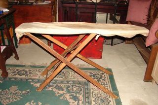 VINTAGE   ANTIQUE WOODEN IRONING BOARD