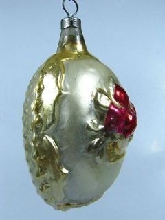 Vintage Antique Flower Vase Embossed Mercury Glass Christmas Ornament 