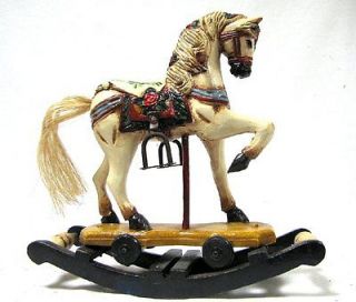 Vintage rose rocking horse 33cr carousel antique wood teddy doll art 
