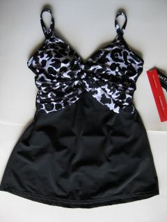 JANTZEN tummy control swimsuit swimdress 8 S M Animal print Black $98 