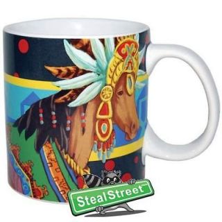 Brown Horse Wearing Aztec Headdress And Blanket Ceramic Coffee Mug
