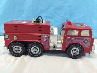 1986 Remco 13 Firetruck Rescue Vehicle Metal wHose reel on Top