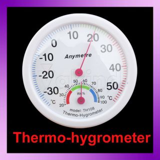 Mini Plastic White Analog Dial Thermometer Hygrometer L