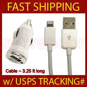 New 8 PIN Lightning USB Data Cable+Car Charger for iPhone 5 AT&T 