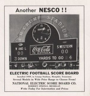 ODD 1941 NESCO Coca Cola Electronic Scoreboard Print Ad