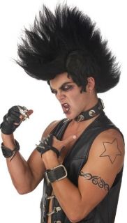 New Mens Punk Goth Black Costume Mohawk Wig Hairpiece