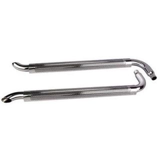 New Chrome 80 Side Exhaust Pipes w/ Mufflers, 2 1/4 ID Inlet, 3 OD 