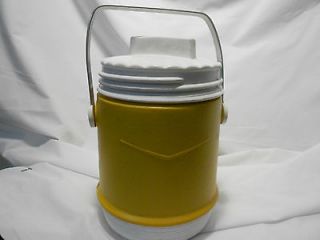 Vintage Poloron Made USA ice Bucket Water cooler Gold Double Lid Metal 