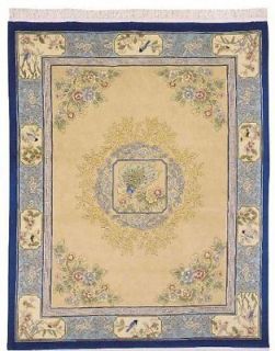 FT. ROUND HAND KNOTTED ORIENTAL RUG CHINESE AUBUSSON PEACOCK IVORY 