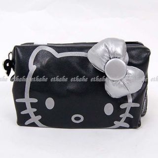 Hello Kitty Evening Make up Cosmetic Bag Pouch Purse Pencil Case Black 