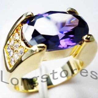 Jewelry New amethyst mens yellow Gold GF Ring sz10 for gift