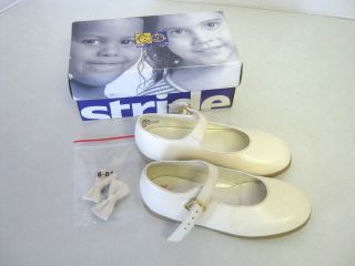 Stride Rite Girls Dress Shoes US 8 M UK 7 EUR 24 Ecru Ivory Bows Mary 