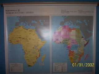 VINTAGE Rand McNally pulldown Map of AFRICA about 1815 PARTITION 