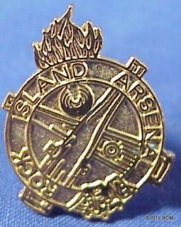   Island Arsenal Metal Lapel Pin Gold Colored Cannons Cannonball US ARMY