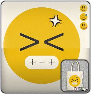 EMOTICON New Funny TOTE BAG. Smiley, Cheeky, Angry, Shy Face