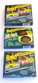 Lot Of 3 Raid Ant Baits Double Control 4 Count (12 Total) Kills Queen 